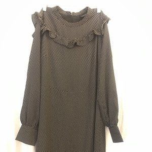 Polka Dot Shift Dress with Ruffles